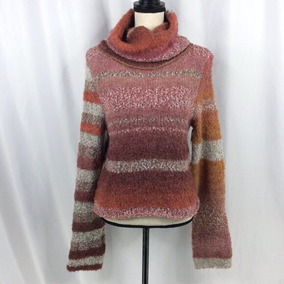 NWT Free People My Girl Sweater Women Size Medium Sunburst Combo Crop Turtleneck - Picture 3 of 12